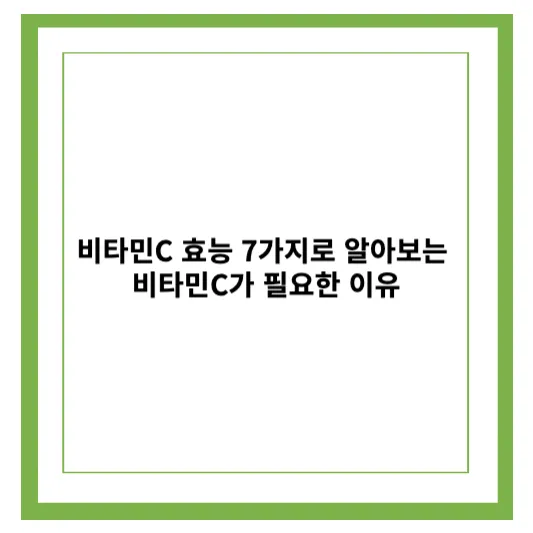 비타민C 효능 7가지로 알아보는 비타민C가 필요한 이유