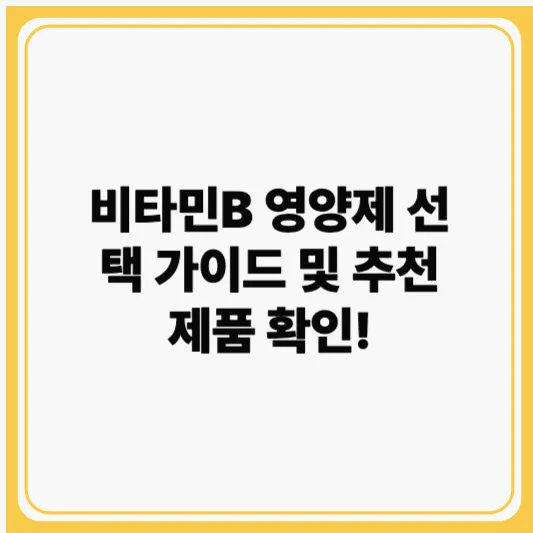 비타민B 영양제 선택 가이드 및 추천제품 확인!