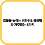 효율을 높이는 비타민B 복용법과 자주묻는 5가지