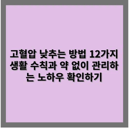 고혈압 낮추는 방법 12가지 생활 수칙과 약 없이 관리하는 노하우 확인하기 1 고혈압 낮추는 방법 12가지 생활 수칙과 약 없이 관리하는 노하우 확인하기